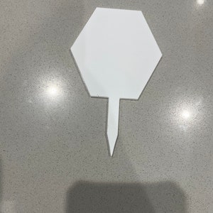 Blank acrylic hexagon cake toppers- perfect to customise with vinyl. These come in a variety of sizes.