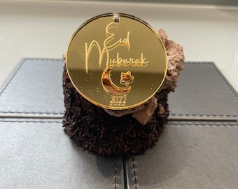 Gâteau de l’Aïd Moubarak / topper à cupcake - choix gravé au laser de différentes tailles et couleurs. Parfait pour les boîtes et les cadeaux de l’Aïd.