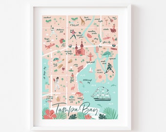 TAMPA BAY Florida Map Print \\ City Wall Decor