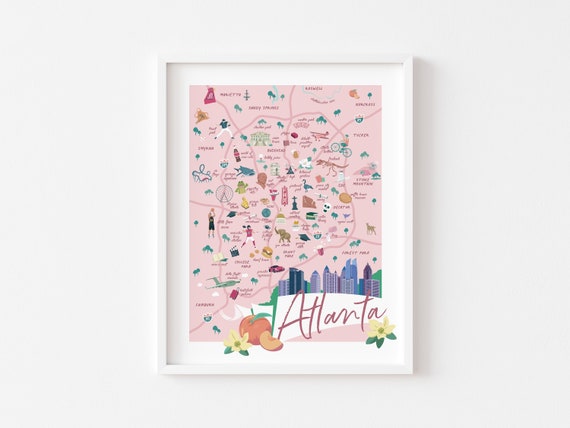 ATLANTA Georgia Map Print \\ City Wall Decor | ATL poster art
