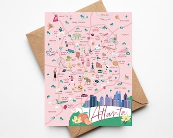 ATLANTA Map Greeting Card | Card Set | ATL Stationary