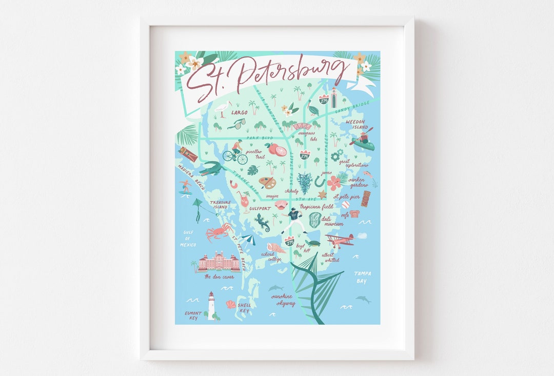 ST. PETERSBURG Florida Map Art // St. Pete Wall Art - Etsy
