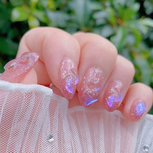 Short Version | Pretty Glass Rhinestones Press On Nails |Crystal Jewelry | Glitter Press On Nails |Gel Nails | lmz122