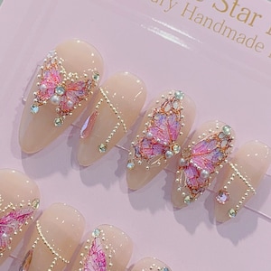Glamorous Fairy Purple Butterfly Press On Nails | Beautiful Nails | High Quality Nails | Gel Nails | Beautifully Handmade Nails | xyz2839