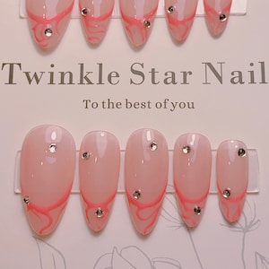 Summer Breeze Press On Nails | Swirl Nails | Reusable Nails | Gel Nails | Handmade Nails | xyz2536