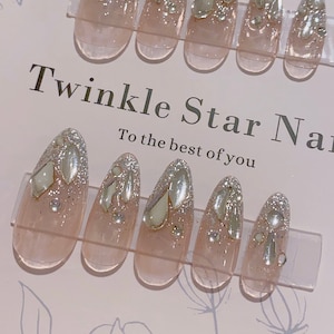 Silver Glitter Rhinestones Press On Nails | Must Have Nails | Casual Nails | Glitter Nails | Salon Quality Nails | imz2536