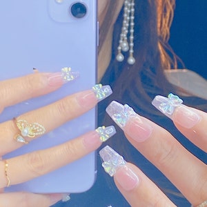 Purple Sparkle Glitter Press On Nails | Handmade Press On Nails |Acrylic Nails | Gel Nails | Glamorous Nails | Pink Nails | lmz146