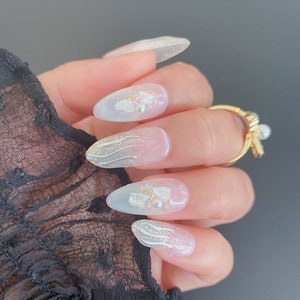 Abstract Fiona Press On Nails | Hidden Gem Nail Shop | False Nails | Glue On Nails | Handmade Press On Nails | lmz132