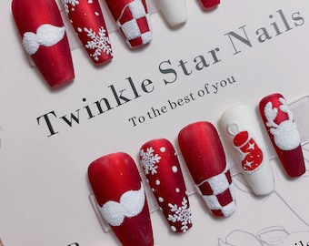Christmas Design No.4 Press On Nails | Santa Nails | Christmas Essential Nails | Salon Quality Nails | xyz2537