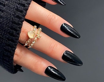 Glossy Black | Durable Nails | Essential Nails | Reusable Nails | Glue On The Nails | Salon Quality Nails | Imz1722