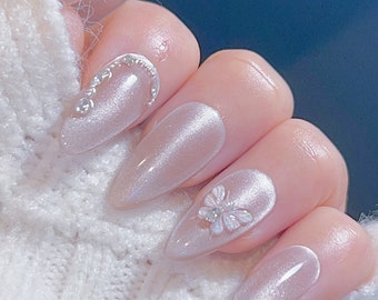 Timeless Elegance of Light Pink Cat Eye Nails / Gorgeous Nails / Princess Nails / Daily Wear Nails / Gel Nails / Salon Quality Nails