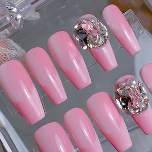Gorgeous Double Ombre Pink Nails, Luxury Nails, Gel Nails, Pretty Nails, Pink Nails, Party Nails, Salon Quality Nails, xtz3119