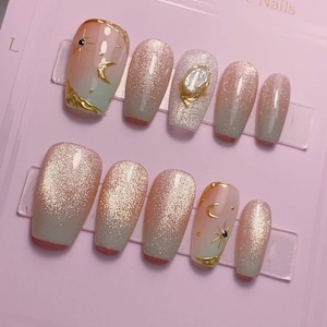 Moonlight Reflection Mermaid Press On Nails / High Quality Nails / Strong Gel Nails / Reusable Nails / 3min to apply at home!