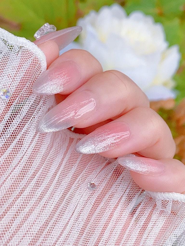 Tinted Coral Blush and Clear Crystal Butterfly | French Cat Eye
