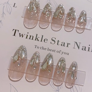 Silver Glitter Rhinestones Press On Nails | Must Have Nails | Casual Nails | Glitter Nails | Salon Quality Nails | imz2536