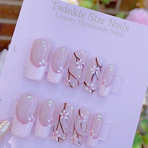 Sakura Cherry Blossom / Durable Nails / Premium Nails / Gel Nails / Glue On The Nails / Salon Quality Nails image 6