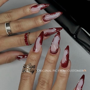 Custom Design No.57 Press On Nails | Burgundy Nails | Pretty Nails | Premium Nails | Salon Quality Nails | xmm1280