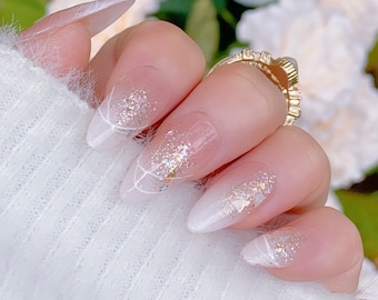 Baby Boomer French Ombre | Casual Nails | Seashell Nails | Pretty Nails | Almond Nails | Glue On The Nails | xtz3112