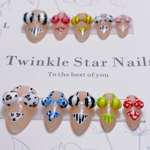 Colorful Bikini Press On Nails | Fun Nails | Beach Nails | Fake Nails | Glue On The Nails | Salon Quality Nails | xlm2736