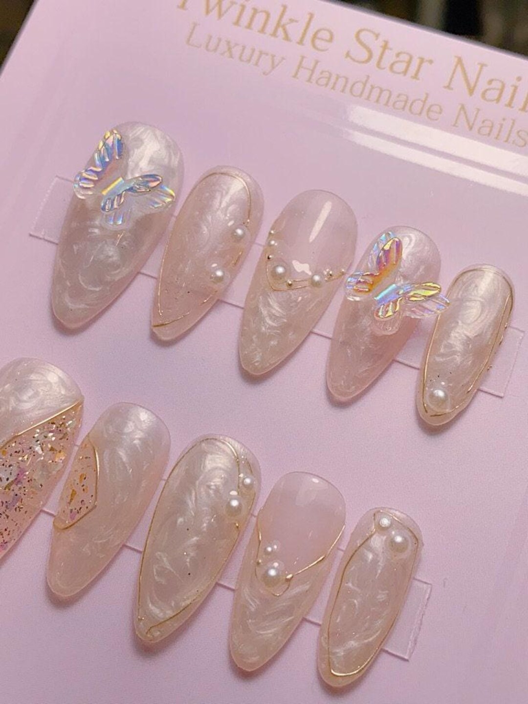 Pearlescent Aurora Butterfly / Daily Wear Nails / Summer Nails