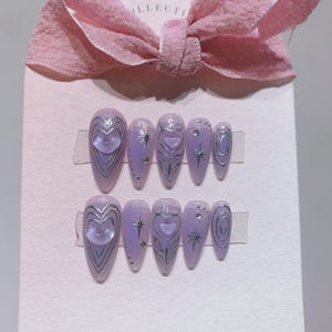 Classic Mermaid Y2K With Dreamy Light Purple Press On Nails | Party Nails | Summer Nails | Salon Quality Nails | rmz1847