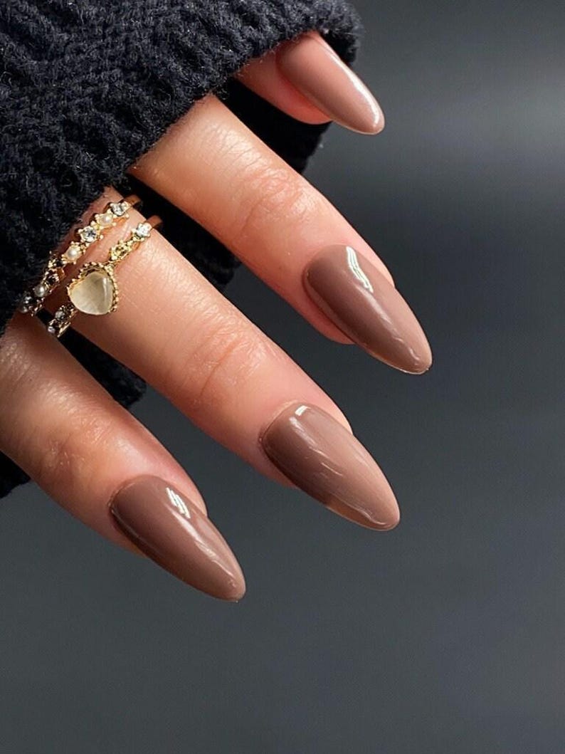 Brown Autumn | Used High Quality Gel Product | Essential Nails | Reusable Nails | Glue On The Nails | Salon Quality Nails | Ipz40 image 5