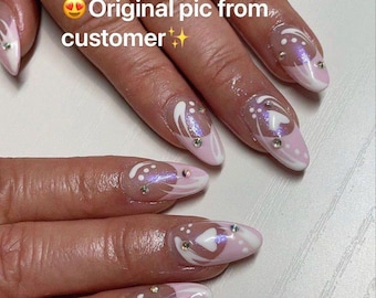 Light Pink French | Custom Design No.22 Press On Nails | Fancy Nails | Beautiful Nails | Unique Nail Design | Handmade With Love | rmz457