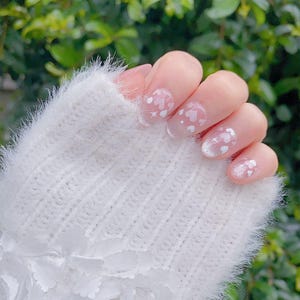 NEW NEW! | Reflective Cat Eye Little Heart Press On Nails | Short Nails | Gel Nails | Heart Nails | Cat Eye Nails | lmz142 image 1