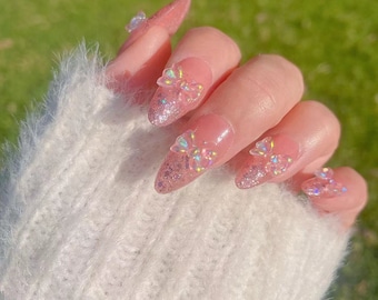 Pink Sparkle Glitter Press On Nails | Hidden Gem Nail Shop | Acrylic Nails |False Nails | Glue On Nails | lmz130