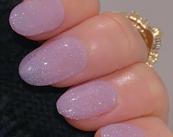 Lavender Fine Glitter Whisper /Salon Quality Nails / Durable Nails / Reusable Nails / DIY Nails At Home / Glue On The Nails /  Ipz84