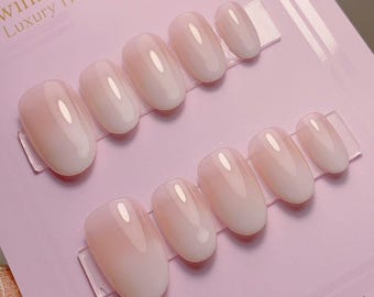 Beige To White Ombré Press On Nails / Gorgeous Nails / Summer Nails / Strong Gel Nails / 3min to apply at home / Salon Quality Nails