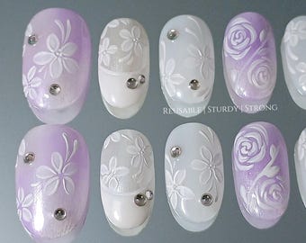 Soft Lilac Blossom Breeze | Holiday Press Ons | Premium Nails | Nail Art | Handmade Nails | Salon Quality Nails
