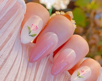 Elegant Ombré Flora Press On Nails | Premium Gel Press On Nails | Durable Nails | Cute Nails | Salon Quality Nails
