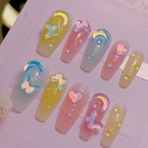 NEW VERSION | Cute Colorful Jelly Press On Nails | Gel Nails | Kpop Nails | False Nails | Salon Quality Nails | xlm1831