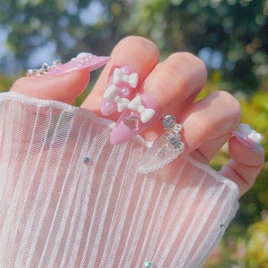 Kawaii Piercing Gyaru Japan Press On Nails | Kawaii Nails | Pierced Nails | Gyaru Nails | Designed By Japanese Artist | rmz455