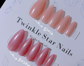 NEW NEW! | Blush & Rosewood Cat Eye Refelective Press On Nails | Gel Color | Pink Nails | lmz117