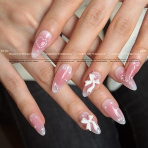 Blushed Pink Princess Press On Nails | Inspo Nails | Premium Nails | Pink Nails | Handmade Nails | Gift Shop | Beautifully Handmade Nails image 7