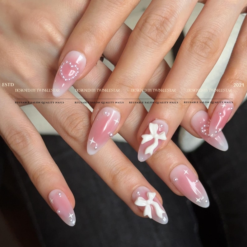 Blushed Pink Princess Press On Nails | Inspo Nails | Premium Nails | Pink Nails | Handmade Nails | Gift Shop | Beautifully Handmade Nails image 7