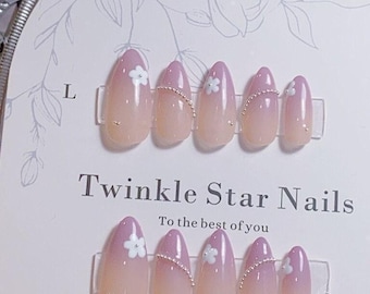 Lavender Ombre Flower | Durable Nails | Reusable Nails | Gel Nails | 3min to apply at home | Salon Quality Nails