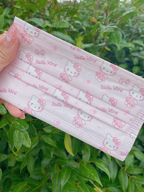 3 Layer Kawaii Hello Kitty Face Mask Super Soft Adult Face Etsy