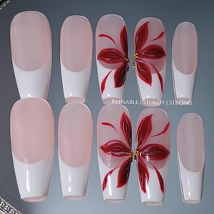 Reusable Timeless Memories | Press On Nails, Acrylic Nails, Reusable Fake Nails, Custom Nails, Handmade Nails, Flower Nails | xwj62