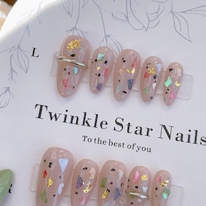 Colourful Abalone Shell Flakes / Durable Nails / Premium Nails / Gel Nails / Glue On The Nails / Salon Quality Nails