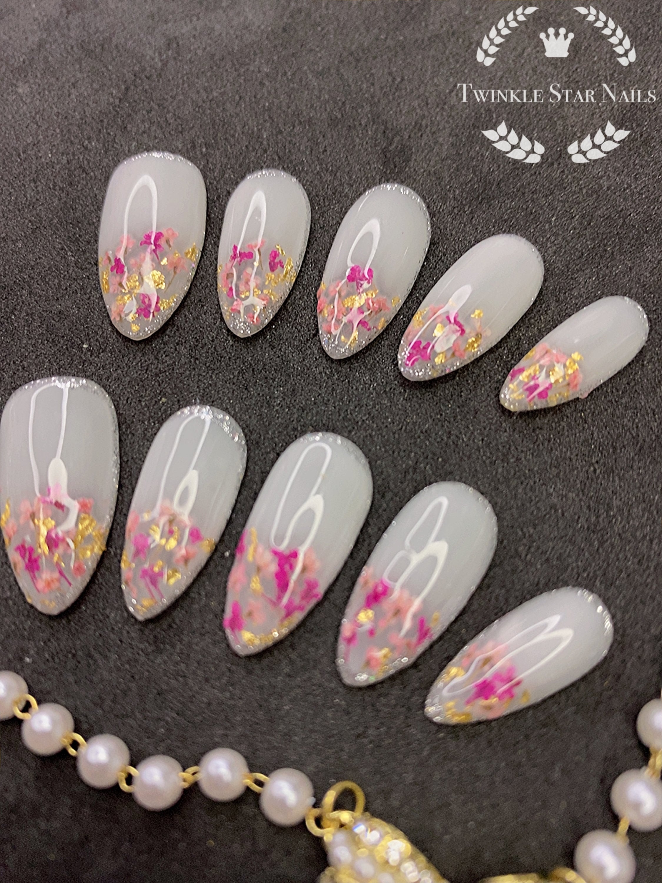 Dry dried flowers nail art acrylic gel acrygel nails naturaleza muerta para  uñas