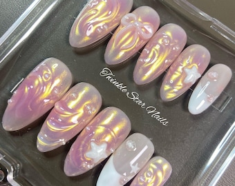 Custom Design No.122 Press On Nails | Ins Nails | Pretty Nails | Premium Nails | 3min to apply at home | Salon Quality Nails