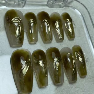 Classic Dark Green Ombre Press On Nails | Gel Nails | Casual Nails | Premium Nails | High Quality Nails | xxm132