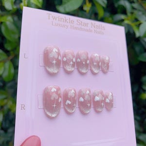 NEW NEW! | Reflective Cat Eye Little Heart Press On Nails | Short Nails | Gel Nails | Heart Nails | Cat Eye Nails | lmz142 image 4