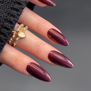 Highly Recommend!) Vintage Burgundy /Reusable Nails /Essential Nails / Plain Nails / Daily Wear Nails / Salon Quality Nails / Ipz172
