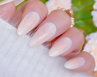 Pure Whipped Peach Cream | Casual Nails | Summer Nails | Cute Nails | Almond Nails | Reusable Nails | xtz3116