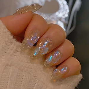 Reusable Purple Sparkling Press On Nails | Glitter Nails | Glue On The Nails | Summer Nails | Party Nails | Handmade Nails