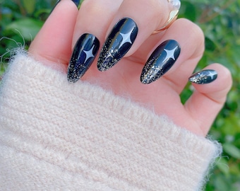 Reusable Twinkle Star Press On Nails | Hidden Gem Nail Shop | Acrylic Nails | Glue On Nails | Gel Nails | Handmade Press-ons | lmz120